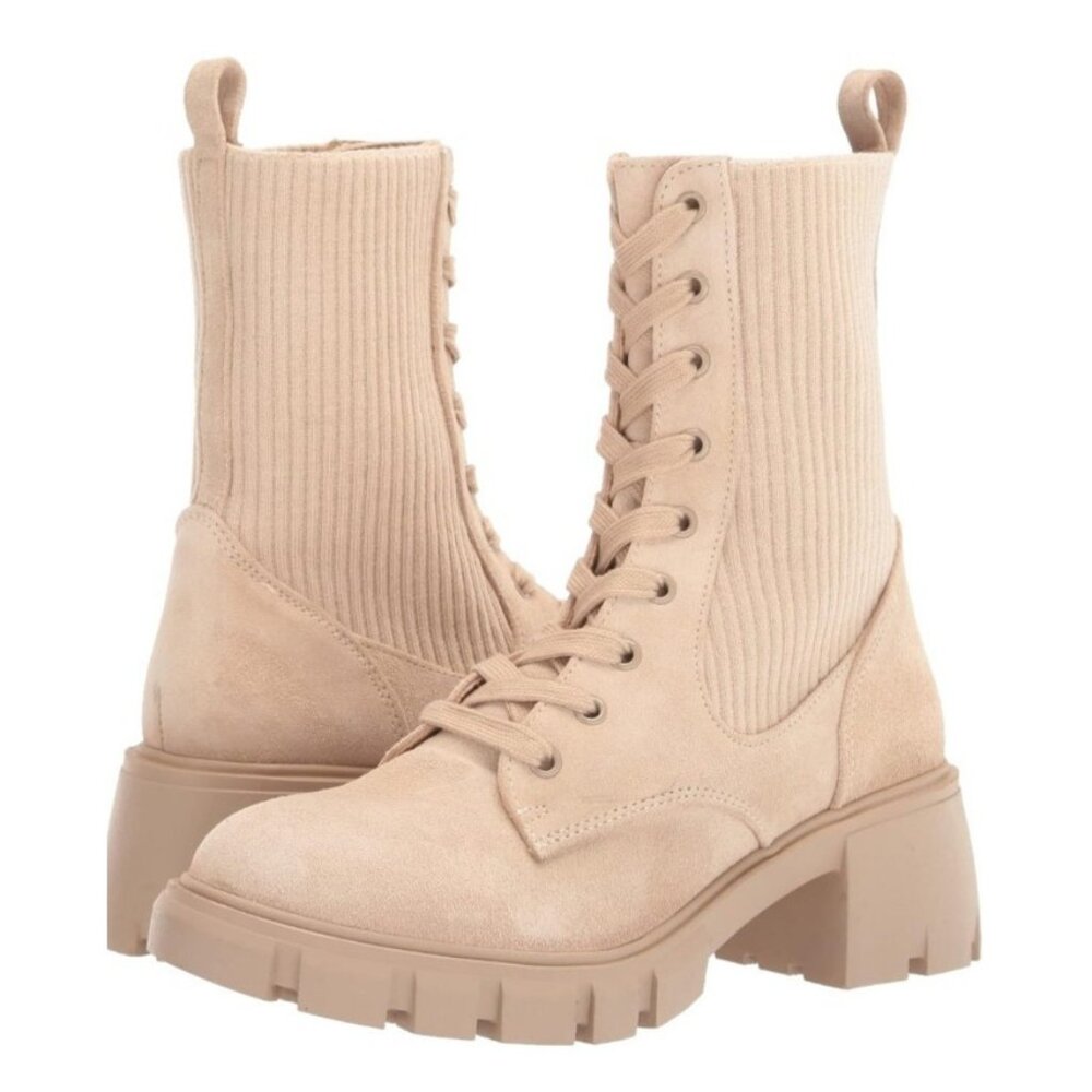 9M Women's / Steve Madden / Boots Hunt Combat Suede 2.25" Heel / Sole *Pls Read